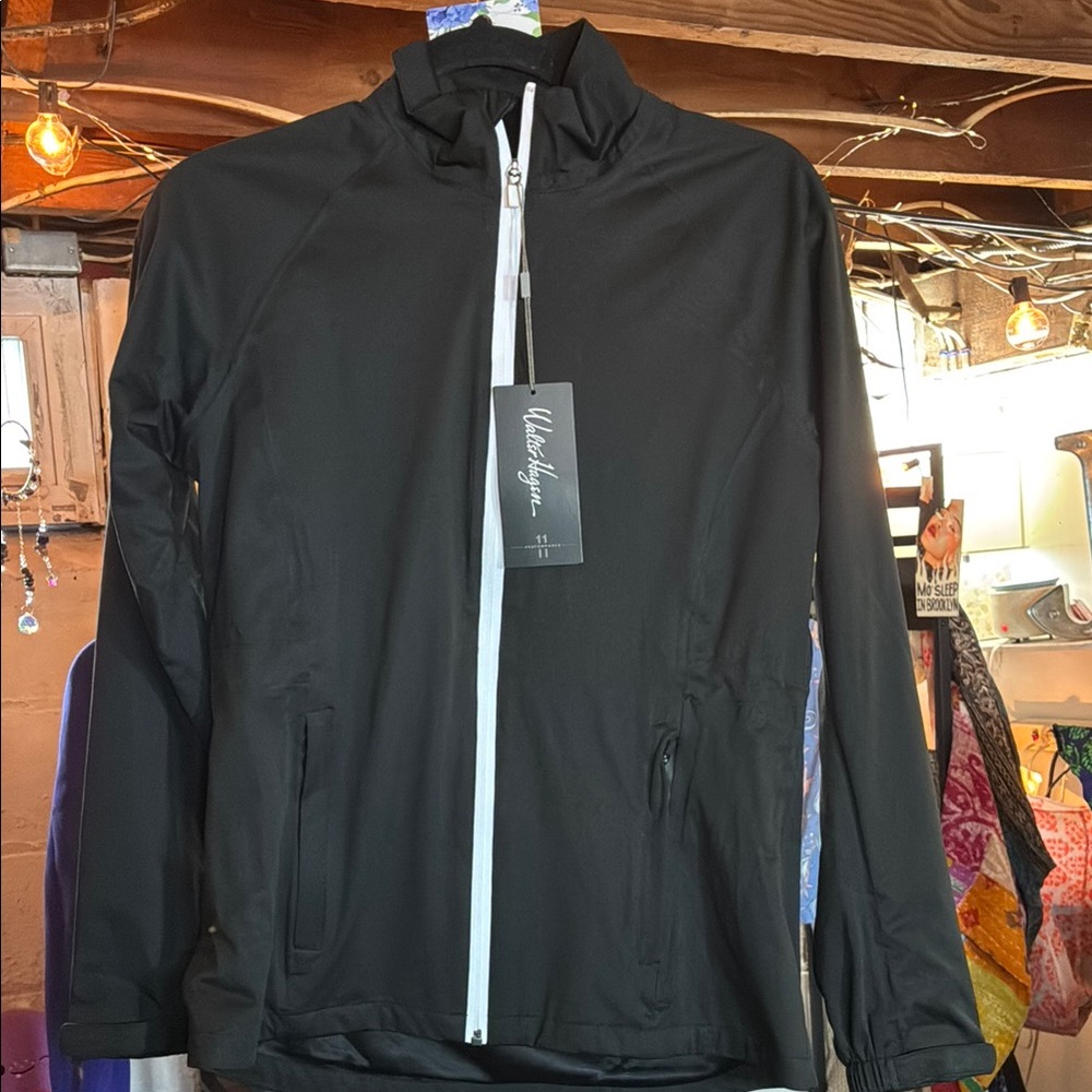 Walter Hagen Black Women's Full-Zip Rain Jacket - Picture 3 of 3